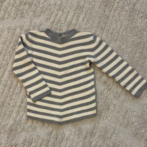 Vignette Striped Gray and Cream Kids Sweater- NWOT